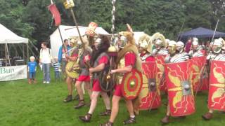 Roman Reenactment at the Amphitheatre in Caerleon Marching In [upl. by Nevak]