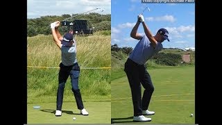 Justin Thomas golf swing  Long Iron faceon amp downtheline July 2017 [upl. by Far264]