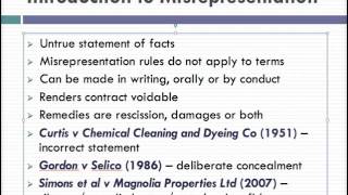 Misrepresentation Lecture 1 of 4 [upl. by Elacsap]